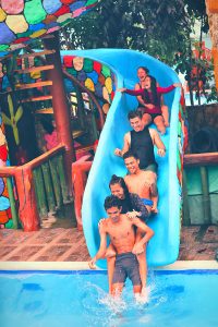 playing at indoor water park