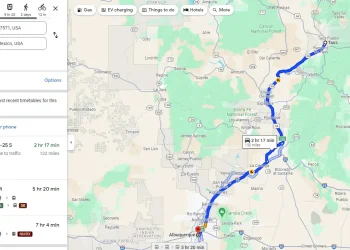 how far from taos to albuquerque