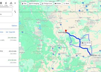 distance from billings montana to great falls montana